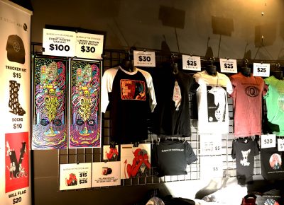 Merchandise, CDs, T-shirts and some pretty sweet and psychedelic-looking posters for sale before the show. Photo: Lmsorenson.net
