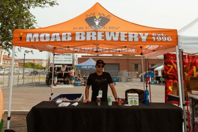 Moab Brewery poised to pass along their brews to Brewstillery crowdgoers.