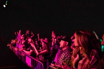 The crowd enjoys a night performance at the inaugural Fort Destolation Fest in August of 2021.