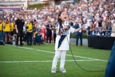 Malea Emma Tjandrawidjaja sang at the LA Galaxy Game in 2018, the virality of which propelled her young career. 