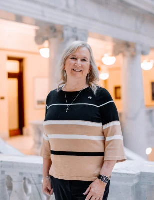 A photo of Sue Robbins in the capital. 