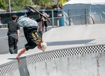 A skater competes in the SkullCandy Crusher Cup at Kilby Block Party.
