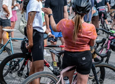 Cyclists supported each other before, during and after the race. Photo: Ashley Christenson.