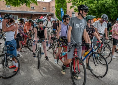 Riders anxiously await the start of the race. Photo: Ashley Christenson.