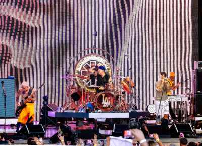 The Red Hot Chili Peppers appear on stage just as the sun goes down and the volume goes up. Photo: @lmsorenson