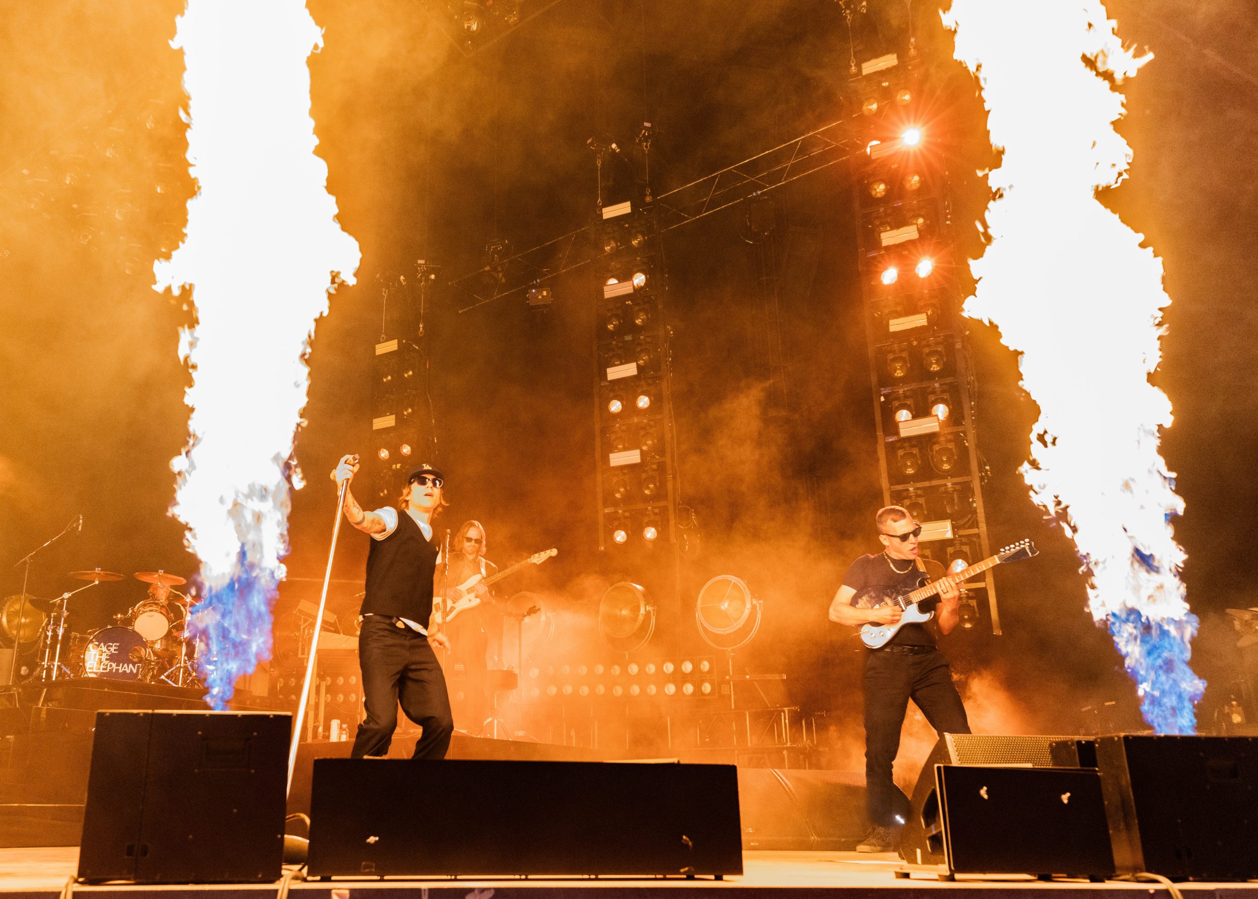 Flames shoot up from the front of the stage, emanating an intense heat as heads rock and hands fly in the air while the music blasts from Cage the Elephant. Photo: @lmsorenson