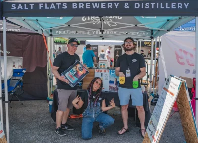 The Salt Flats Brewery and Distillery booth kept high energy throughout the festival and showcased their newest Mach 1 Chile Vodka. Photo: Talyn Behzad.