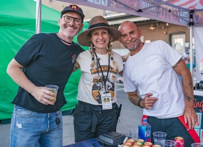 Angela H. Brown poses with the crew of Midway Coffee who came to keep us all caffeinated throughout the festival. Photo: Talyn Behzad.