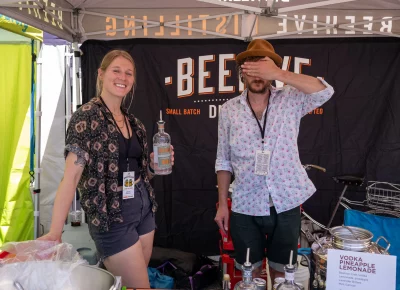 Dayna and Mike are humble as they serve up some of the state's best gin from Beehive. Photo: Brayden Salisbury.