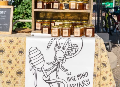 Various types of honey, from Siracha Chili to regular raw honey are made and sold by Hive Mind Apiary. Photo: Chay Mosqueda.