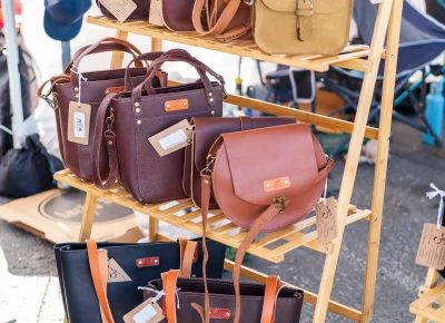 Shoulder bags and purses from Lymann and Brown leather goods. Photo: Chay Mosqueda.