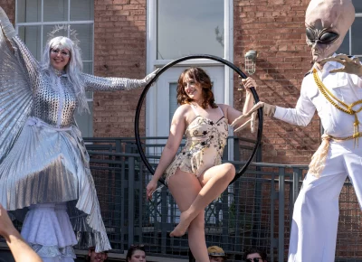 Heidi, Heather and Chad bring a circus of thrills to Brewstillery. Photo: Brayden Salisbury.