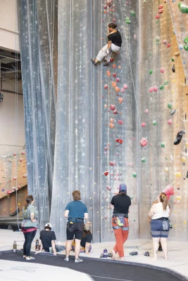 Fat Senders participants climb and belay each other