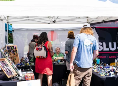 Esoteric Artistry's impressive glass work draws a crowd. Photo: Dominic Jordon.