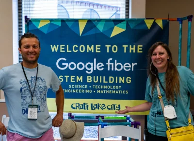 The CLC team welcomes you to the Google Fiber STEM Building! Photo: Dominic Jordon.