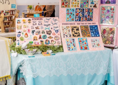 Tabby Addams sells cute illustrated stickers. Photo: Chay Mosqueda.