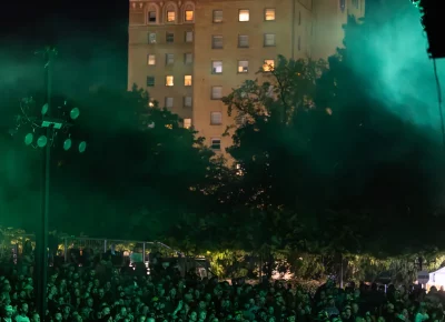 A sea of people cheers for Tycho. Photo: Derek Brad.