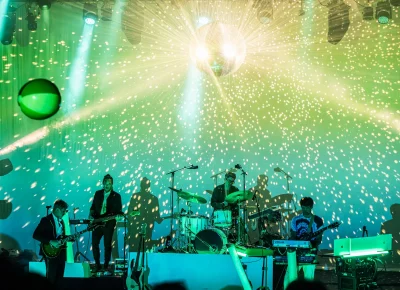 Tycho uses the disco ball for extra special effects. Photo: Derek Brad.