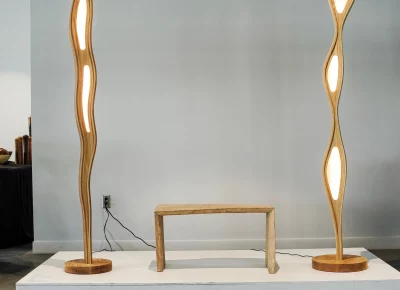 The Drift Lamp, Sway Lamp and Entry Bench by Don Challis.