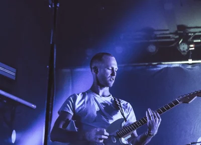 The bassist for Judah and the Lion plays during their show at the Union.