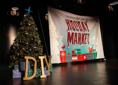 Holiday Market has a festive stage setup. Photo: Derek Brad.