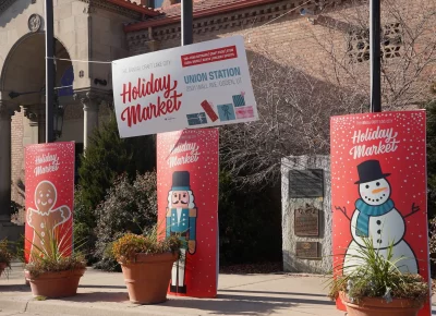 Holiday Market signage is extra festive. Photo: Evan Hancock.