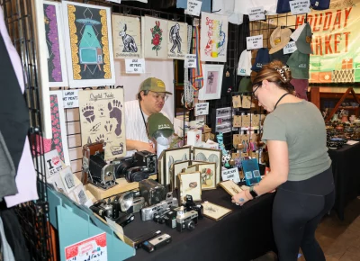 Holiday Market vendors offer all sorts of arts. Photo: John Barkiple.