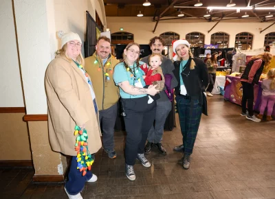 Craft Lake City's Angela H. Brown and Ashley Osborne smile with friends and family. Photo: John Barkiple.