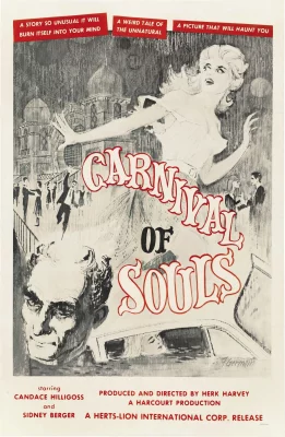 A black, white and red illustrated poster for Carnival of Souls.